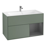 V&B Finion Meuble sous lavabo Éclairage mural 99,6x59,1cm, Anthracite, Olive mat laqué