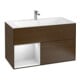 V&B Finion Meuble sous-lavabo Éclairage mural 99,6x59,1cm, étagère G, blanc, laqué, noyer veneer-1