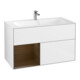V&B Finion Meuble sous lavabo Éclairage mural 99,6x59,1cm, étagère gauche, blanc brillant Lac-1