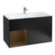 V&B Finion Meuble sous lavabo Éclairage mural 99,6x59,1cm, étagère gauche, bleu m Lac-1
