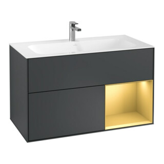 V&B Finion Meuble sous lavabo Éclairage mural 99,6x59,1cm, rég. droite, md bl. m Lac