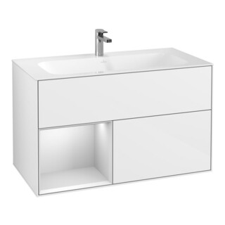 V&B Finion Meuble sous lavabo Éclairage mural 99,6x59,1cm, Rg l bl. m Lac, bl. bril. Lac