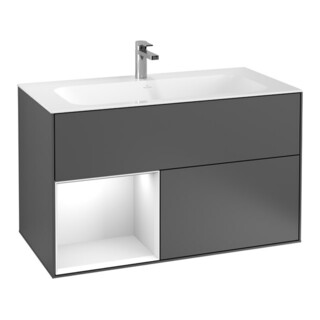 V&B Finion Meuble sous lavabo Éclairage mural 99,6x59,1cm, Rg l si Gr m Laqué, blanc m Laqué