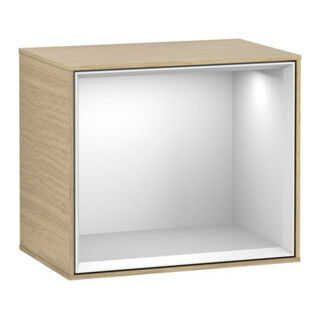 V&B Finion Module d'étagère Éclairage mural 41,8x35,6x27cm, Étagère bl. mat, Placage chêne