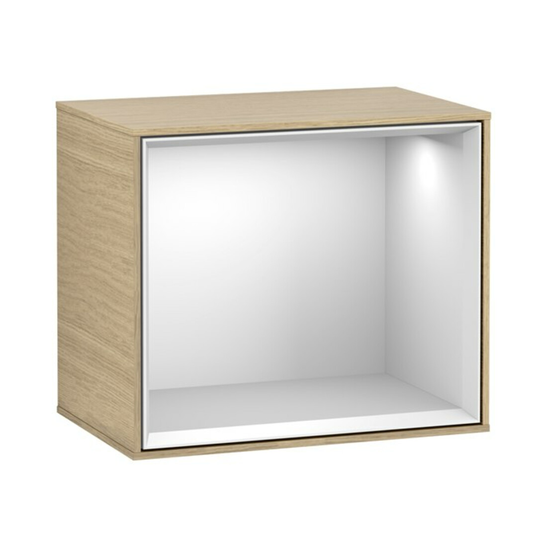 V&B Finion Module d'étagère Éclairage mural 41,8x35,6x27cm, Étagère bl. mat, Placage chêne