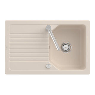 V&B Flächenbündige Spüle Linara 45 Flat m Abl.garn, Exzenter, ivory CeramicPlus