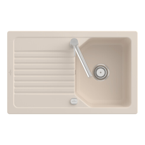 V&B Flächenbündige Spüle Linara 45 Flat m Abl.garn, Exzenter, ivory CeramicPlus