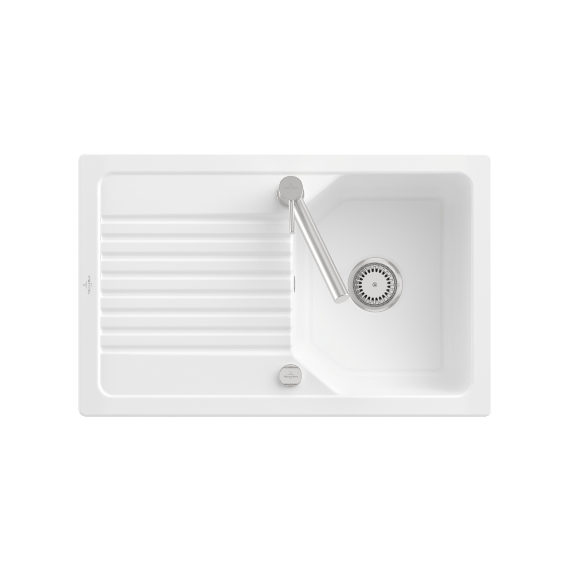V&B Flächenbündige Spüle Linara 45 Flat m Abl.garn, Exzenter, sn wh. CeramicPlus ; Villeroy & Boch