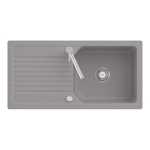 V&B Flächenbündige Spüle Linara 60 Flat m Abl.garn, Exzenter, fossil CeramicPlus