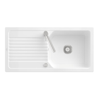 V&B Flächenbündige Spüle Linara 60 Flat m Abl.garn, Exzenter, sn wh. CeramicPlus