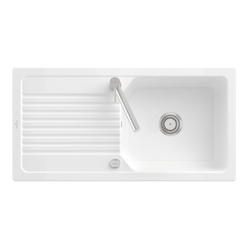 V&B Flächenbündige Spüle Linara 60 Flat m Abl.garn, Exzenter, sn wh. CeramicPlus