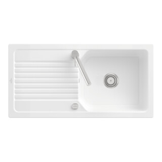 V&B Flächenbündige Spüle Linara 60 Flat m Abl.garn, Exzenter, we alp CeramicPlus