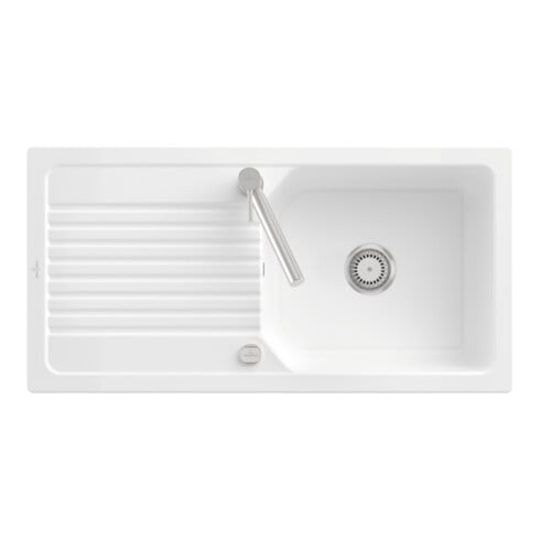 V&B Flächenbündige Spüle Linara 60 Flat m Abl.garn, Exzenter, we alp CeramicPlus