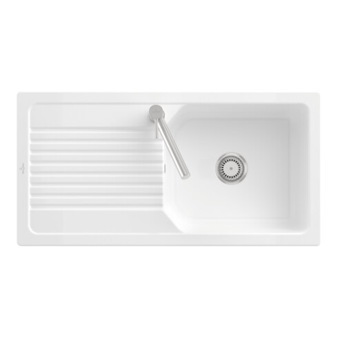 V&B Flächenbündige Spüle Linara 60 Flat m Abl.garn, Hand., sn white CeramicPlus