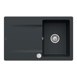 V&B Flächenbündige Spüle Siluet 45 Flat m Abl.garn, Exzenter, pure black