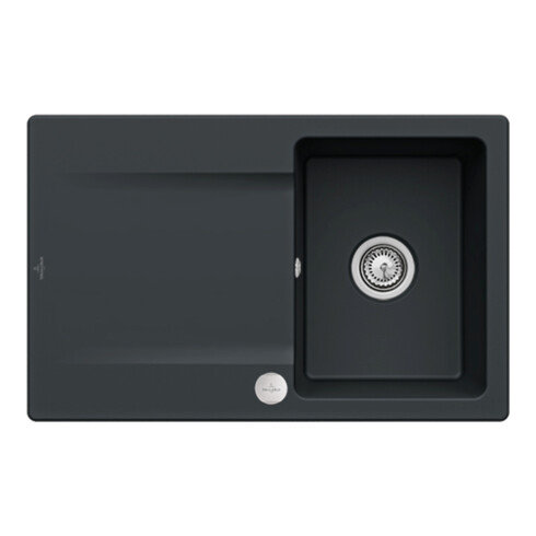 V&B Flächenbündige Spüle Siluet 45 Flat m Abl.garn, Exzenter, pure black