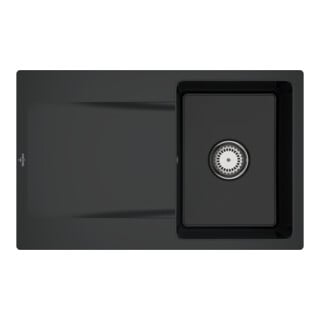 V&B Flächenbündige Spüle Siluet 45 Flat m Abl.garn, Handbetätigung, pure black