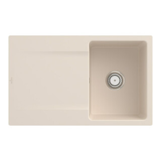 V&B Flächenbündige Spüle Siluet 45 Flat m Ablaufgarnitur, Handbetätigung, ivory