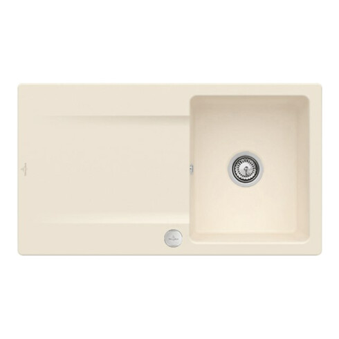 V&B Flächenbündige Spüle Siluet 50 Flat m Abl.garn, Excenterbetätigung, ivory