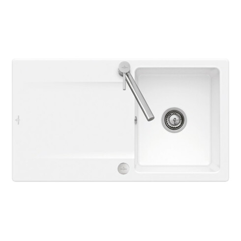 V&B Flächenbündige Spüle Siluet 50 Flat m Abl.garn, Excenterbetätigung, weiß
