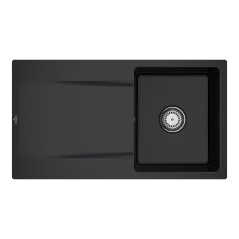 V&B Flächenbündige Spüle Siluet 50 Flat m Abl.garn, Handbetätigung, pure black