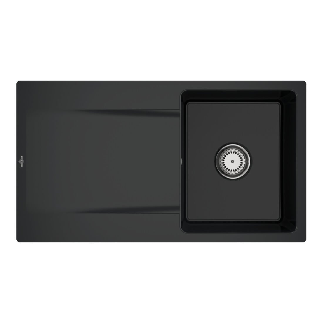 V&B Flächenbündige Spüle Siluet 50 Flat m Abl.garn, Handbetätigung, pure black