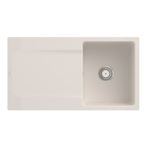 V&B Flächenbündige Spüle Siluet 50 Flat m Ablaufgarnitur, Handbetätigung, crema