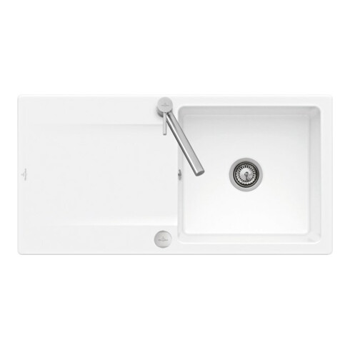 V&B Flächenbündige Spüle Siluet 60 Flat m Abl.garn, Exzenter, we alp CeramicPlus
