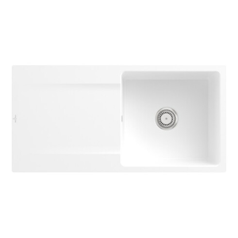 V&B Flächenbündige Spüle Siluet 60 Flat m Abl.garn, Hand., st. white CeramicPlus