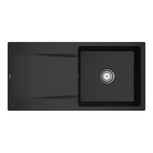 V&B Flächenbündige Spüle Siluet 60 Flat m Abl.garn, Handbetätigung, pure black