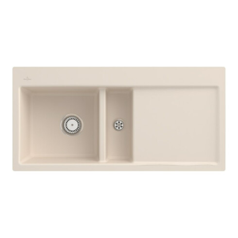V&B Flächenbündige Spüle Subway 60 Flat li, m Abl.garn, Handbetätigung, ivory