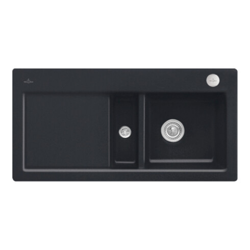 V&B Flächenbündige Spüle Subway 60 Flat re, m Abl.garn, Exzenter, pure black
