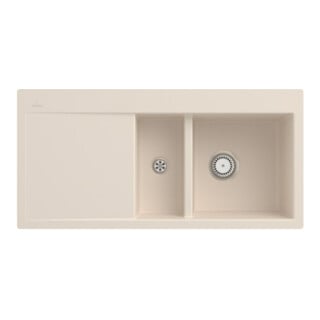 V&B Flächenbündige Spüle Subway 60 Flat re, m Abl.garn, Handbetätigung, ivory