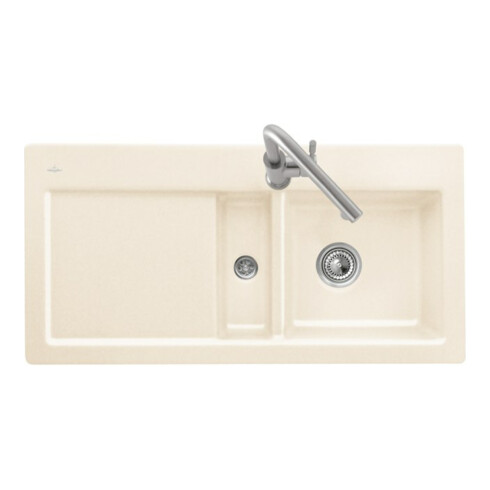 V&B Flächenbündige Spüle Subway 60 Flat Spülbecken links, ivory