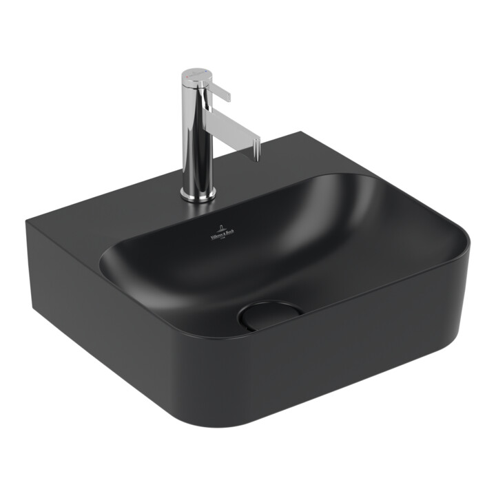 V&B Handwasbak Finion 43 x 39 cm 1 kraangat pure black C+
