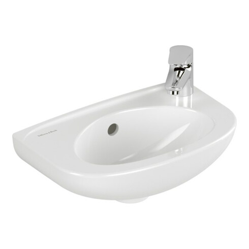 V&B Handwaschbecken Newo 40x25cm, ov., 1 Hahnl., m ÜL, re, weiß