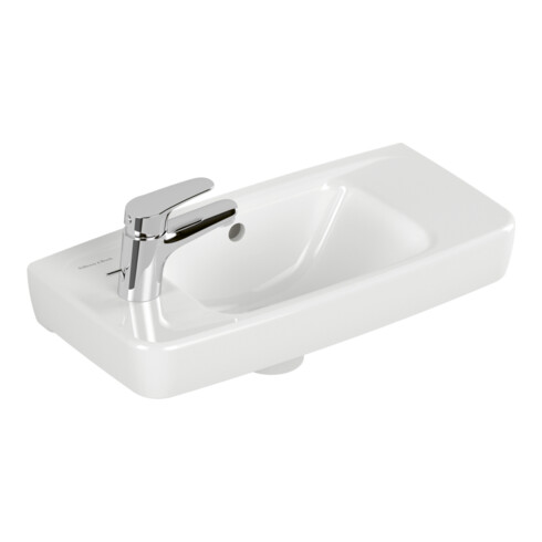 V&B Handwaschbecken Newo eck., mit Überlauf, 50x24cm, links, weiß