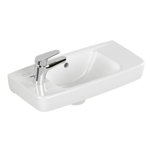 V&B Handwaschbecken Newo eck., mit Überlauf, 50x24cm, mitte, weiß