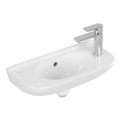 V&B Handwaschbecken O.NOVO Compact 50x25cm, 1 seitlich. HL, m ÜL, weiß