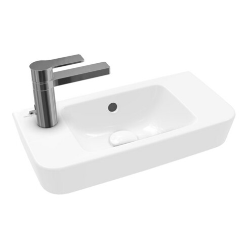 V&B Handwaschbecken O.NOVO Compact 50x25cm, HL L durch-, R vorg., ÜL, we C+