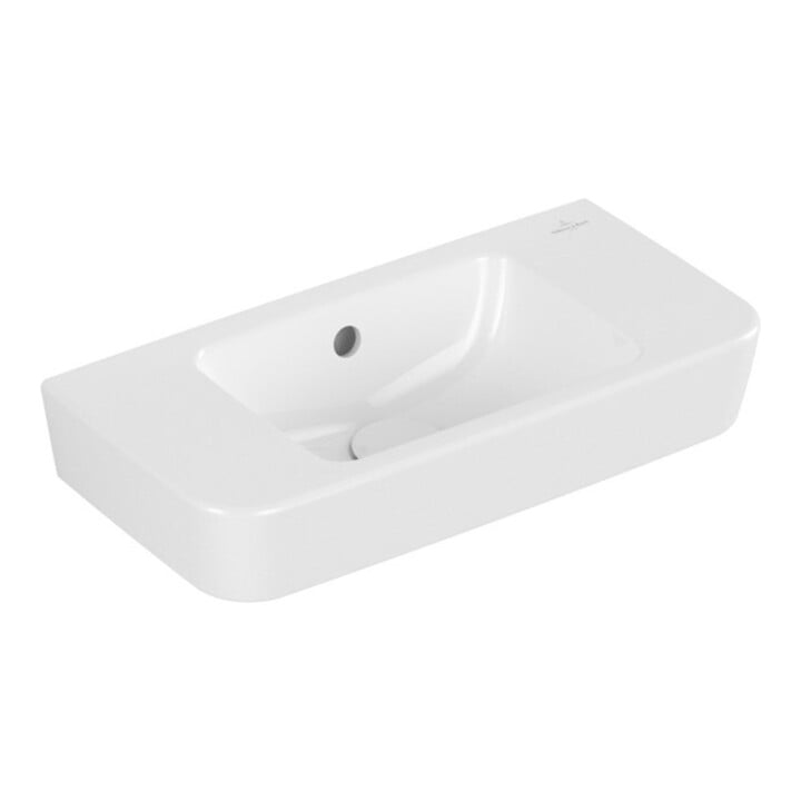 V&B Handwaschbecken O.NOVO Compact 50x25cm, m Überlauf, ohne Hahnloch, weiß