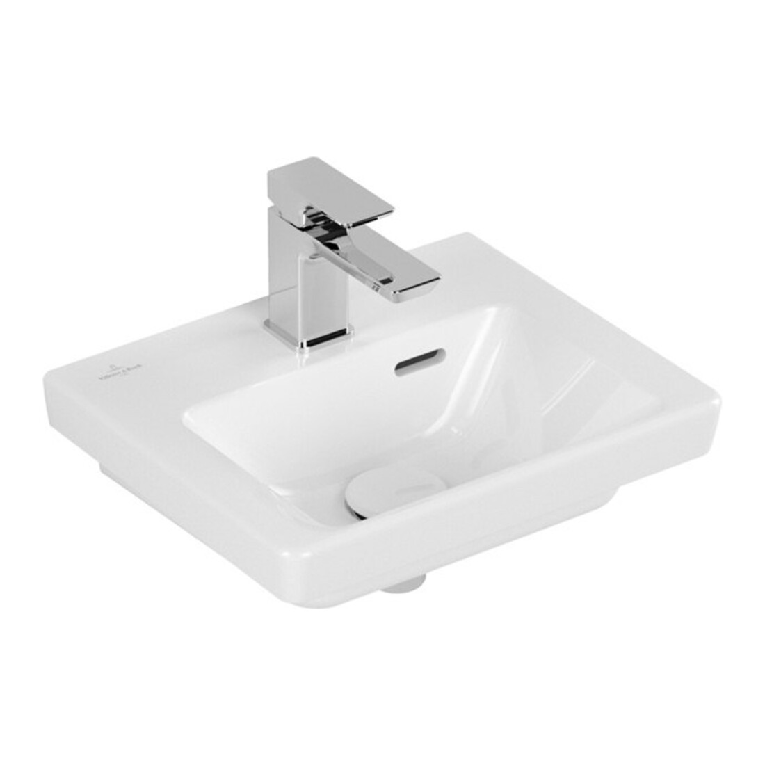 V&B Handwaschbecken Subway 3.0 37x30,5cm, eck., m HL/mit Überlauf, weiß