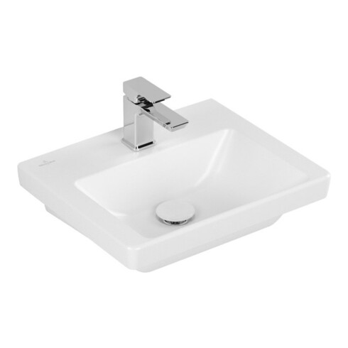 V&B Handwaschbecken Subway 3.0 45x37cm, eck., m HL/o ÜL, st. wh. C-plus