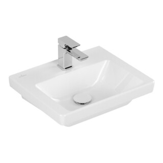 V&B Handwaschbecken Subway 3.0 45x37cm, eck., m HL/o ÜL, weiß C-plus