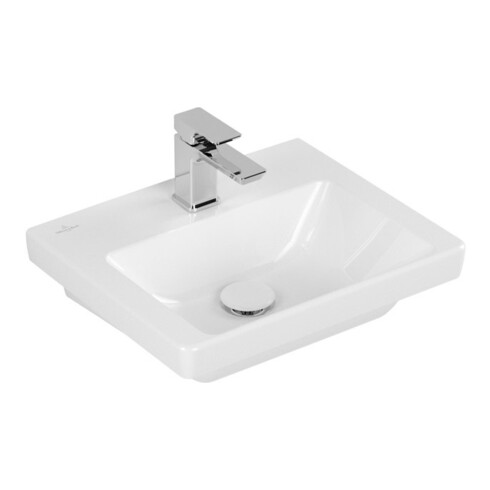 V&B Handwaschbecken Subway 3.0 45x37cm, eck., m HL/o ÜL, weiß C-plus