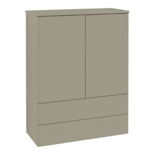 V&B Highboard avec structure de façade, éclairage Antao 81,4x104x35,6cm, WBP Lac, lea gre. m Lac