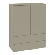V&B Highboard avec structure frontale, éclairage Antao 81,4x104x35,6cm, couleur WBP Lac, chêne huilé
