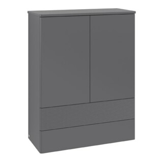 V&B Highboard mit Frontstruktur Antao 81,4x104x35,6cm, WBP Lac, Anthrac. m Lac