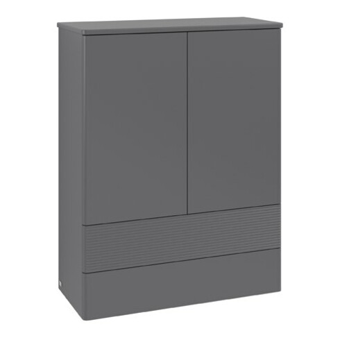 V&B Highboard mit Frontstruktur Antao 81,4x104x35,6cm, WBP Lac, Anthrac. m Lac