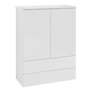 V&B Highboard mit Frontstruktur Antao 81,4x104x35,6cm, WBP Lac, glo wh. Lac